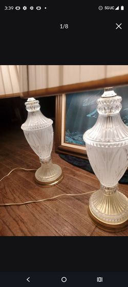 Pair of Crystal Glass Table Lamp Bases