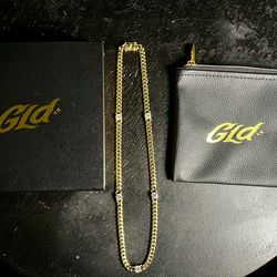 GLD Round Stone Cuban Necklace 18”