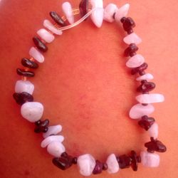 Handmade Garnet And White Stone Bracelet