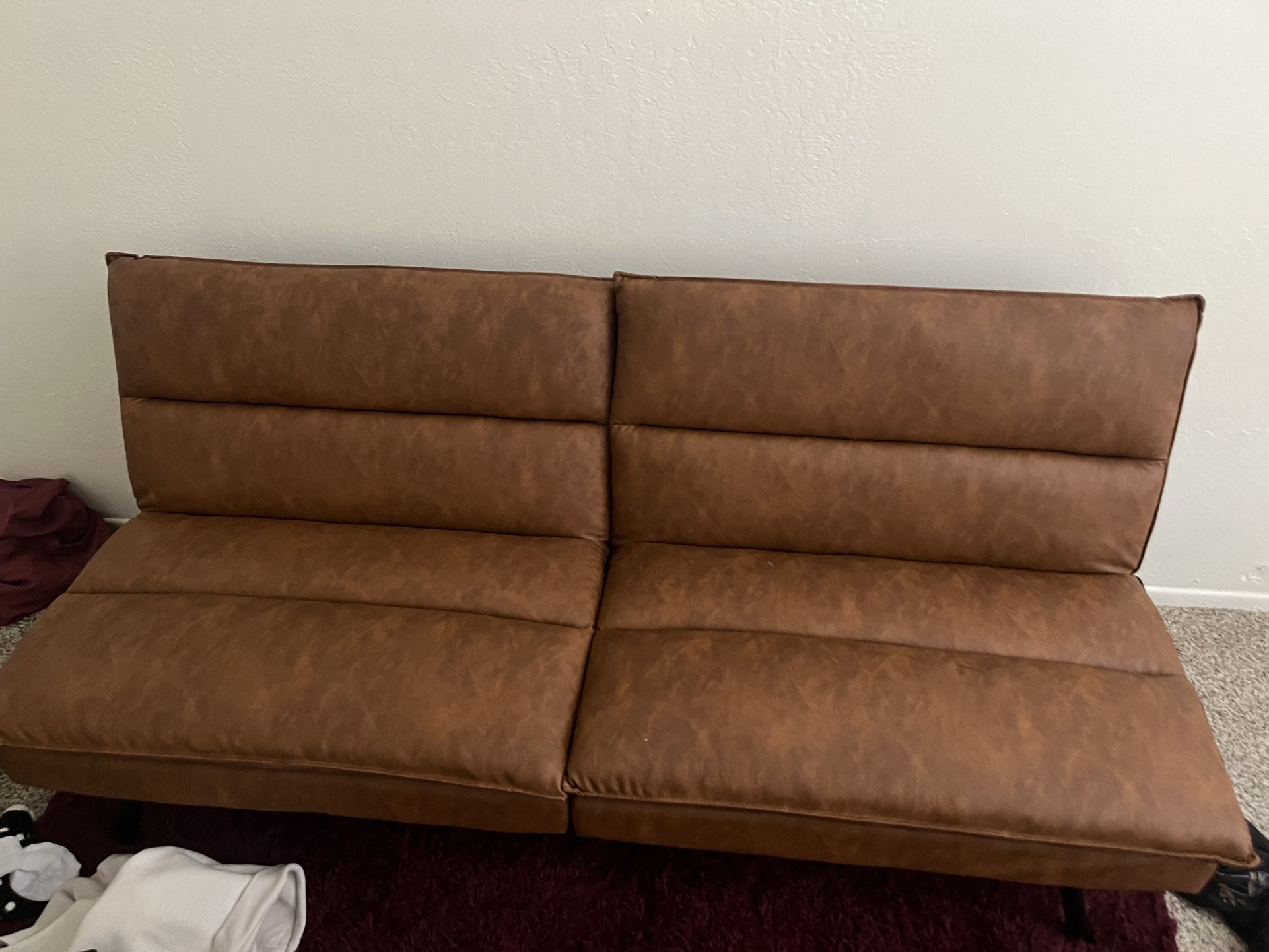 Brown leather Futon - Brand New (still In box)