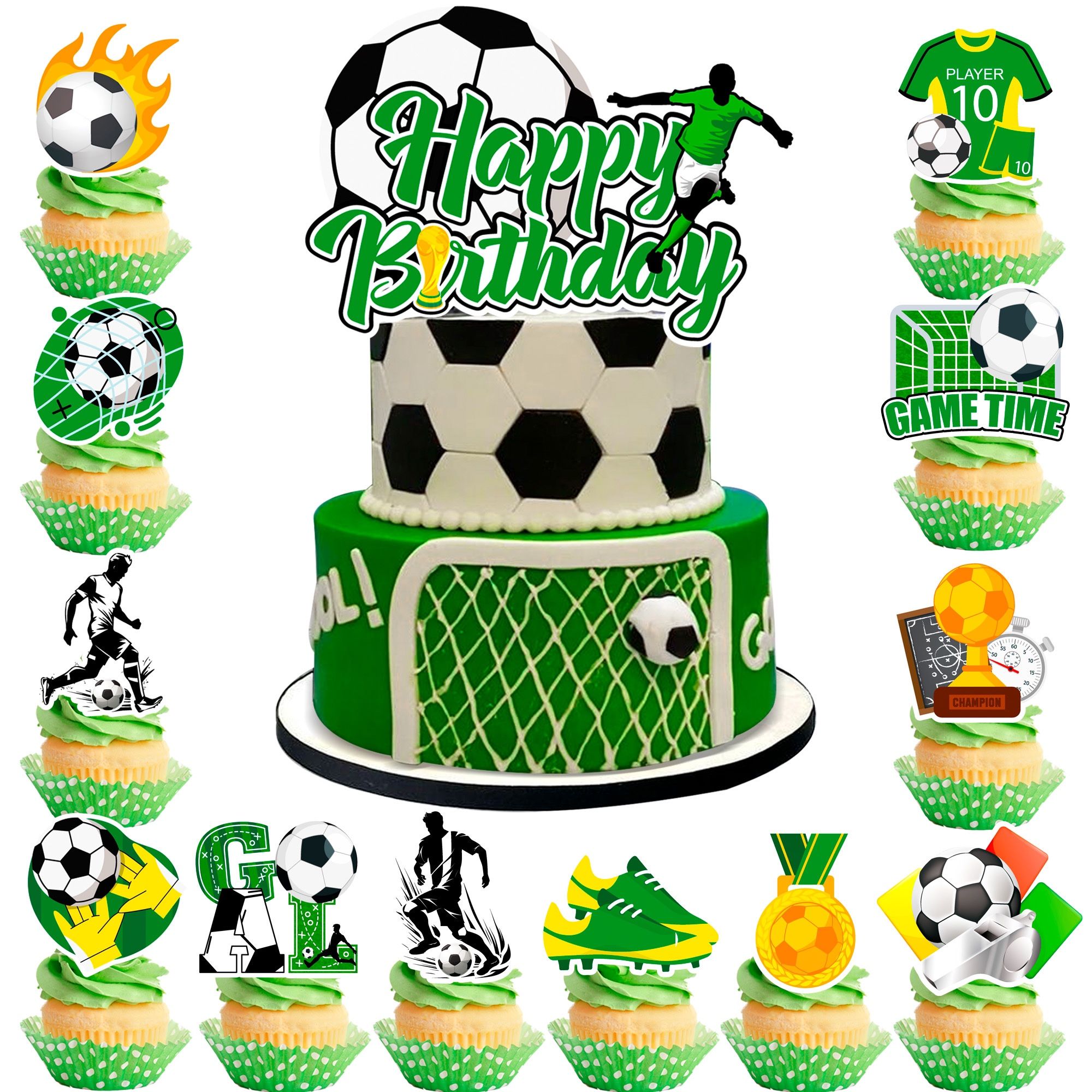 13pcs Soccer Cake Topper (New, Unopened)