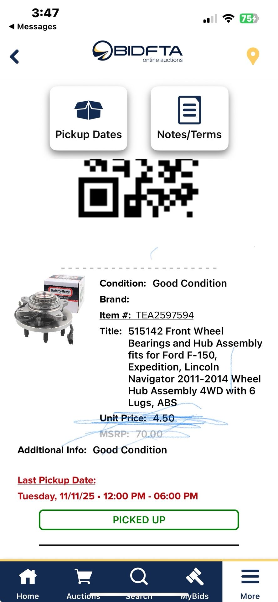  Front Wheel Bearings and Hub Assembly fits for Ford F-150, Expedition, Lincoln Navigator 2011-2014 Wh