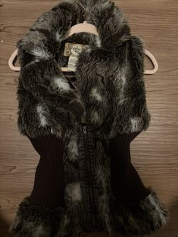 Brown And White Furry Y2K Jacket