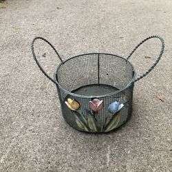 Small metal flower basket