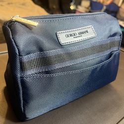 Giorgio Armani Fragrances | Navy Blue Small Zip Bag Toiletry Shave Travel Pouch