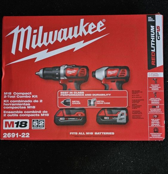 Milwaukee
M18 18V Lithium-Ion Cordless Drill Driver/Impact Driver Combo Kit (2-Tool) W/ Two 1.5Ah Batteries, Charger Tool Bag