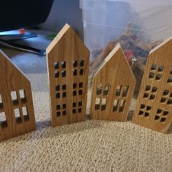Wooden Toy Or Figurine Houses 