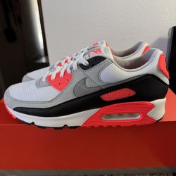 Nike Air Max 90 Infrared 2020 White Black Cool Grey Radiant Red Lace Up Men