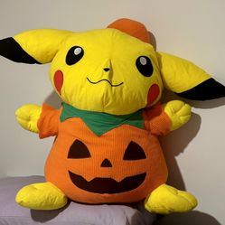 Pokemon Halloween Pikachu Pumpkin Jumbo Plush 14” Toy 