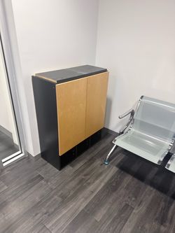 Two-Door Storage Cabinet Black and Wood