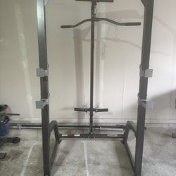 Marcy Pro Power Cage and Utility Bench With Cap Barbell And 255 Pounds Of Free Weights