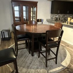Round High Top Wood Table