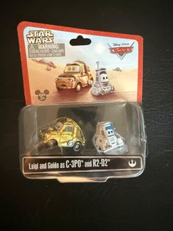 2013 RARE Disney Parks Exclusive Cars Star Wars Luigi as C-3PO Guido R2-D2 NIB!!