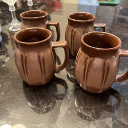 4 Frankoma Pottery Mugs