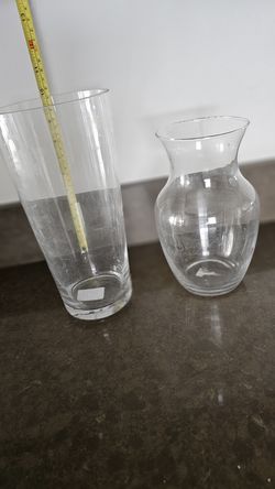 Two clear glass vases