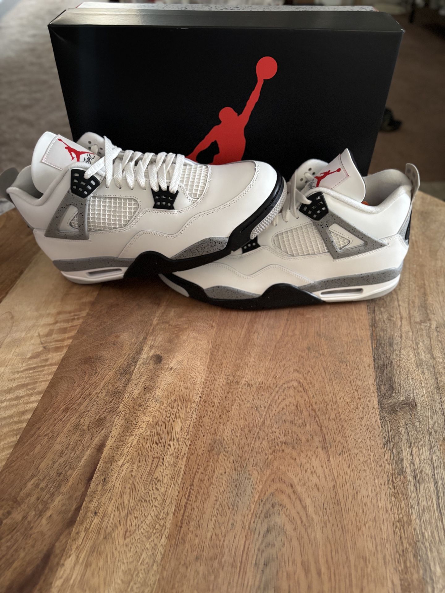 Air Jordan 4 Retro White Cement Sneakers Size 12