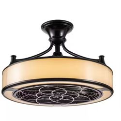 Windara 22 in. LED Indoor/Covered Outdoor Brushed Nickel Ceiling Fan with Light Kit