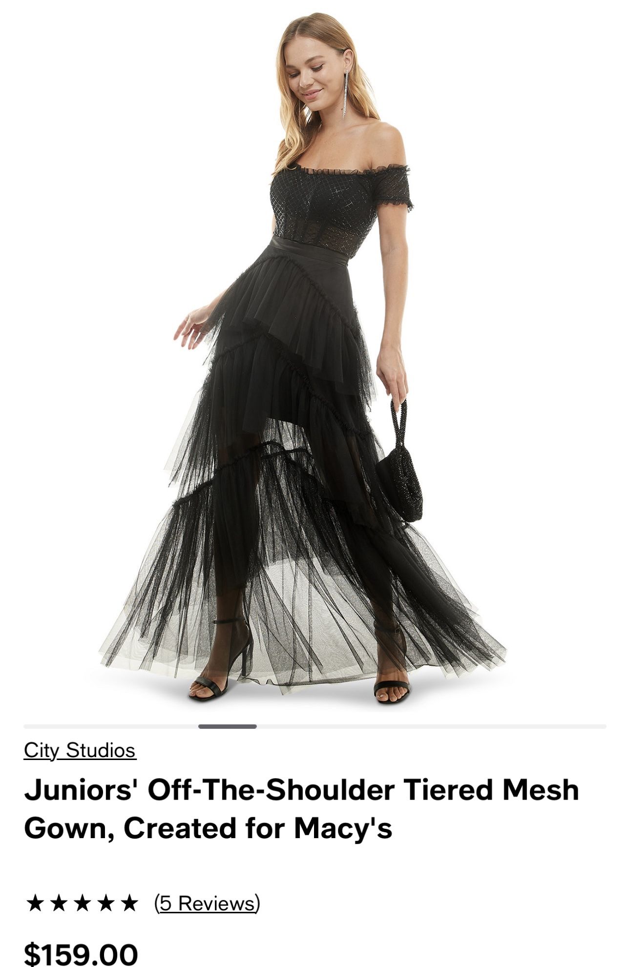 BLACK PROM DRESS LONG GOWN OFF THE SHOULDER SEQUINS MACYS - www.joarbit.com