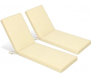 BPS 72x22 Inch Outdoor Chaise Lounge Cushions 2-Pack, Fade & Water Resistant Olefin Fabric Patio Chair Cushions