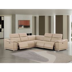 New 5 PC/3  PWR Reclining Sectional.  Genuine Leather.  114x113x39H.  Free Delivery!