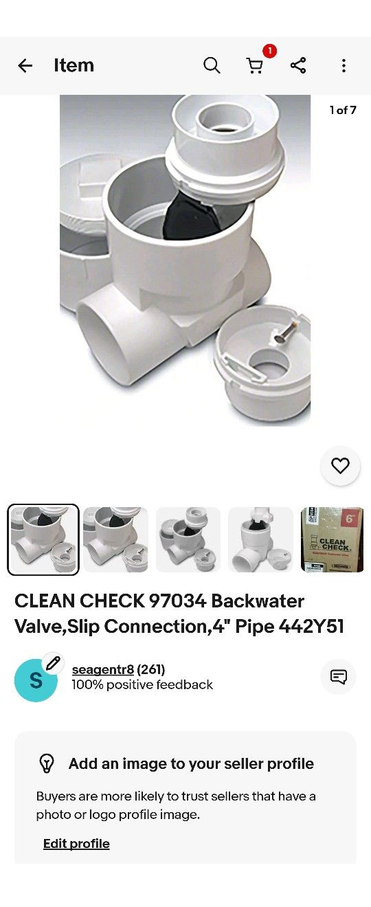 CLEAN CHECK 97034 Backwater Valve,Slip Connection,4" Pipe 442Y51
