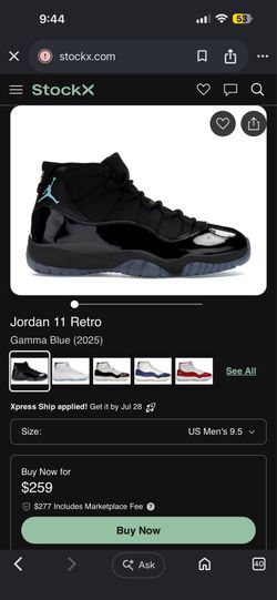 Gamma ble size 9.5