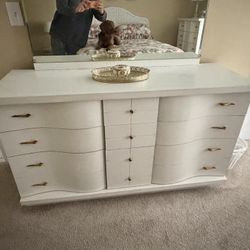 Antique Dresser W/ Mirror & Chest