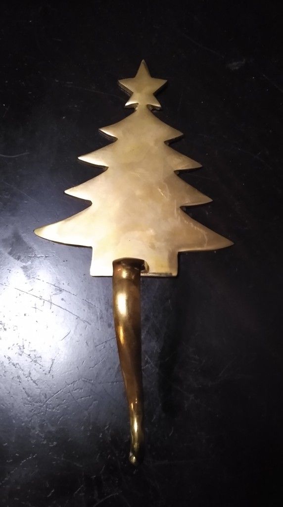Solid Brass Heavy Christmas Tree Stocking Hanger!