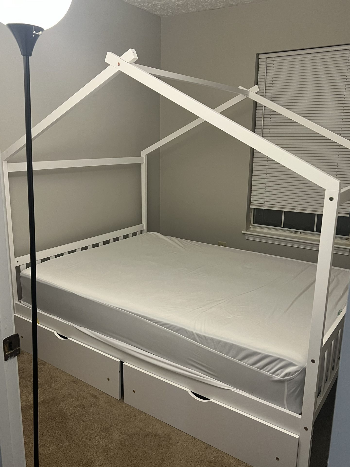 White Full Size princess Doll house bed