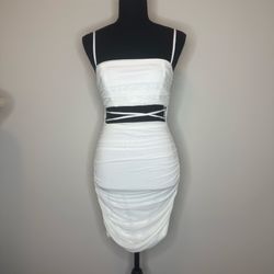 Princess Polly White Ruched Cutout Mini Dress