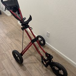 Sun Mountain Speed Cart V1 Push Pull Golf Collapsible 3 Wheel with Clamp red