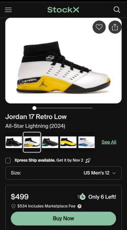 JORDAN 17 RETRO LOW SP 'ALL STAR - LIGHTNING' 2024
