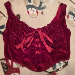 Red Lace Corset Style Top