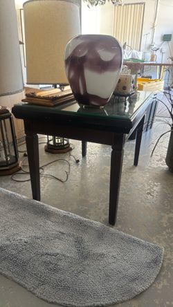 Modern Black Glass Top End Table / Side Table
