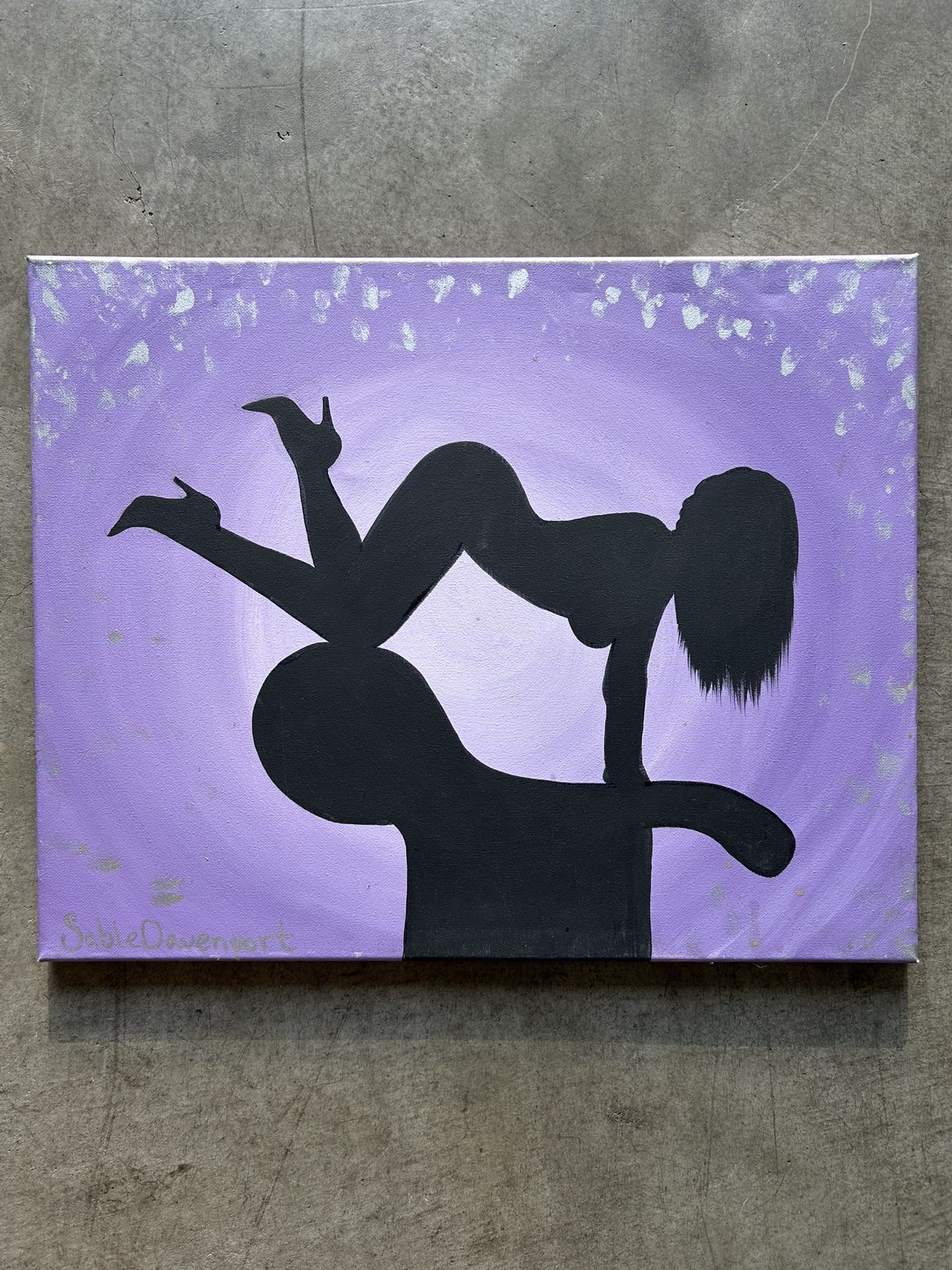 Woman Silhouette Purple Canvas Painting