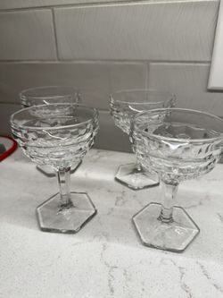 American Fostoria Cubic Wines (4)