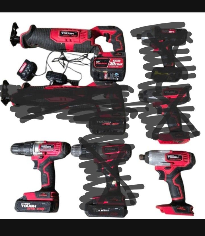 Hyper Tough Power Tools Cordless Battery Impact Driver Drill Reciprocating Saw
