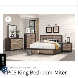 New King Bedroom Set 4 Pieces 