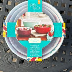 Embossed melamine serving bowl set with lids