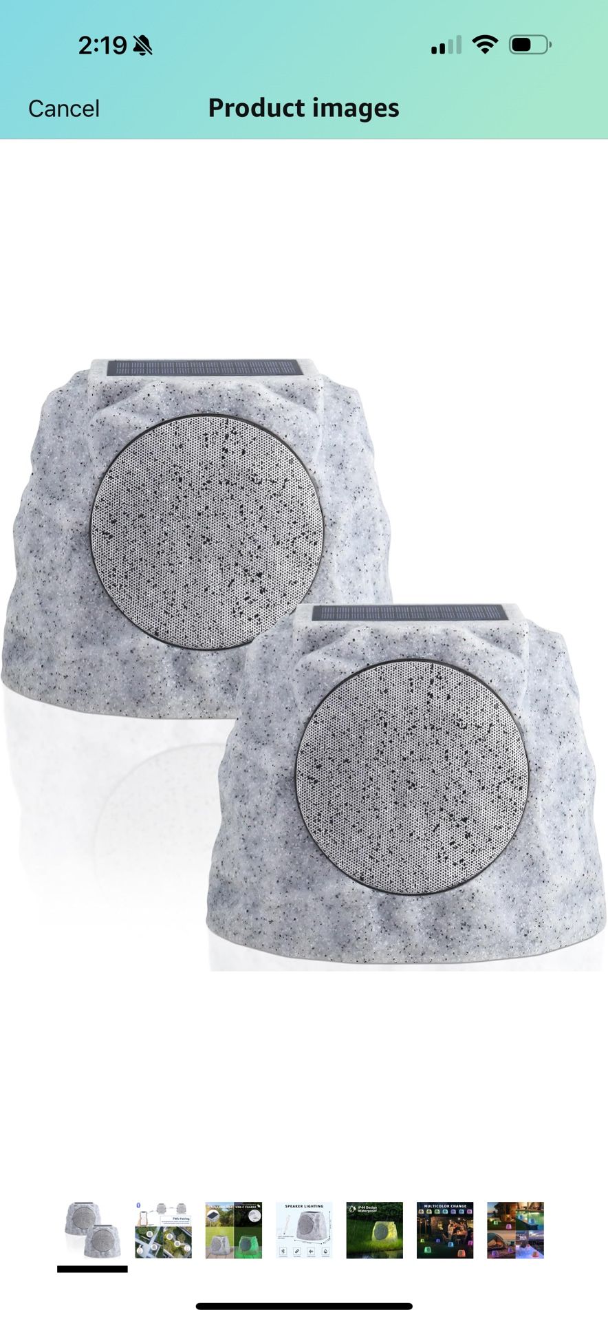 Solar Rock Speakers Outdoor Water-Resistant 2-Pack Solar Powered Rock Speaker with Lights RGB and TWS Pair for Patio Outside Garden BBQ Deck 