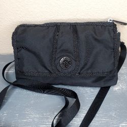 Kipling Black Nylon Medium Crossbody Bag Purse 