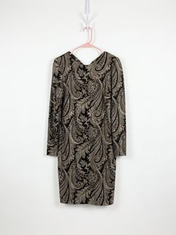 Black Gold Paisley Long Sleeve Dress
