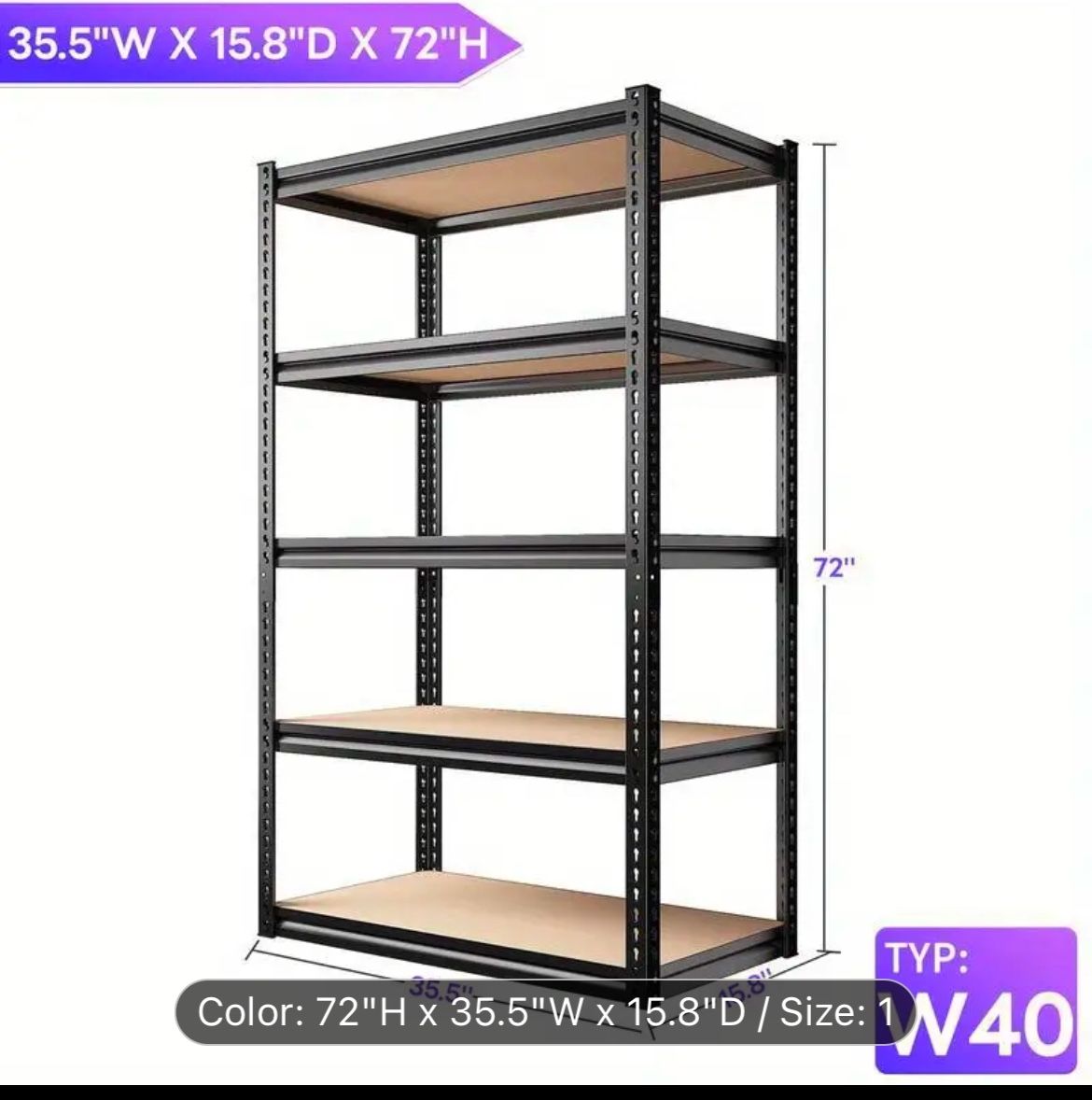 Garage Shelves 5 Tier Adjustable Metal Storage Shelving Unit Garage Storage Shelves - With Hammer And Gloves - Easy To Assembly