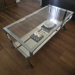 silver glass rectangle table
