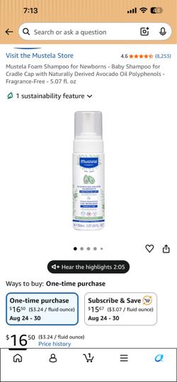 Mustela Foam Shampoo for Newborns 5.07 oz
