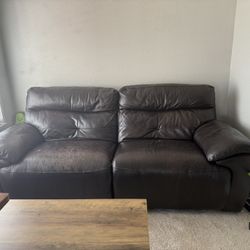 Large Love Seat Leather Recliner Sofa 