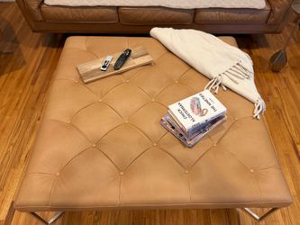 West Elm Maeve Square Leather Ottoman