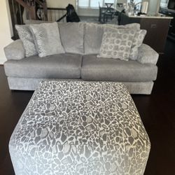 Gray Sofa And Ottoman 