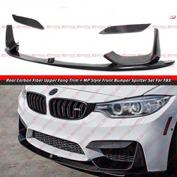15-19 BMW M3 M4 Carbon Fiber MP Style Front Lip + Upper Fangs