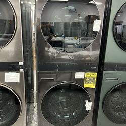 LG WASHTOWER ThinkQ WASHER AND GAS DRYER SET  STACKABLE BRAND NEW OPEN BOX!!!!!